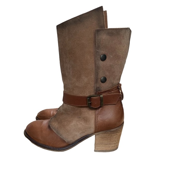 Anthropologie Sixtyseven Leather Boots Lagenlook Tan Cognac suede Spain 38 / 7 - Picture 7 of 8